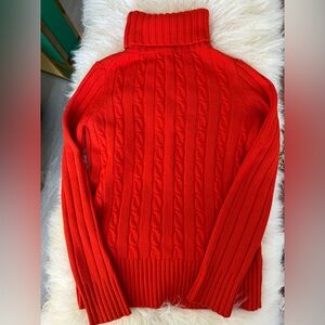 J.crew red cable knit turtle neck sweater. Size S